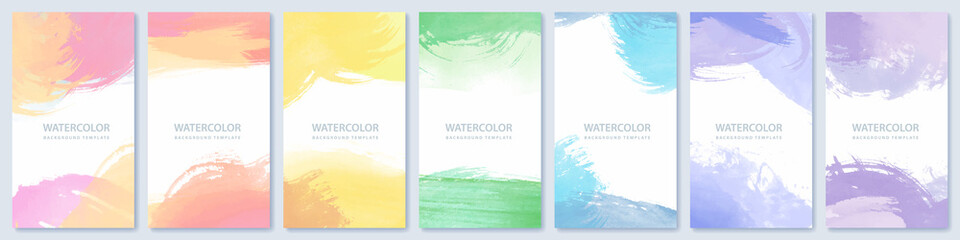 Wall Mural - Set of light colorful expressive vector watercolor backgrounds for poster, brochure or flyer