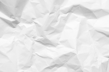 White crumpled paper texture background. Clean white paper. Top view.	