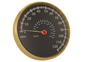 Car speed meter isolated on white background. 3D illustration.