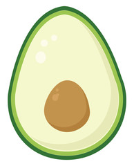 Canvas Print - Avocado in half, illustration, vector on white background.