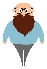 Sticker - Bald man, illustration, vector on white background.