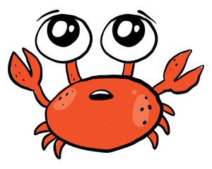 Poster - Cute crab, illustration, vector on white background.