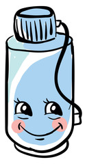 Sticker - Happy thermos, illustration, vector on white background.