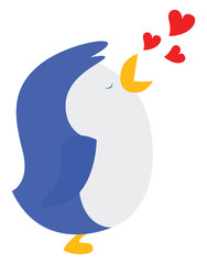 Poster - Penguin in love, illustration, vector on white background.