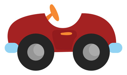 Poster - Toy red car, illustration, vector on white background.