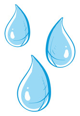 Poster - Water drops, illustration, vector on white background.