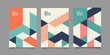 © Novendi - Flat retro geometric covers design. Colorful modernism. Simple shapes composition. Futuristic patterns. Eps10 layered vector.