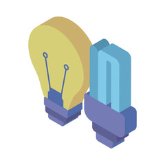 Poster - bulbs light energy flat style icon