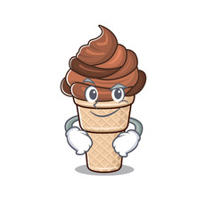 Poster - Funny chocolate ice cream mascot character showing confident gesture