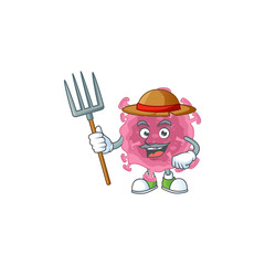 Wall Mural - Corona virus parasite in Farmer mascot design with hat and pitchfork