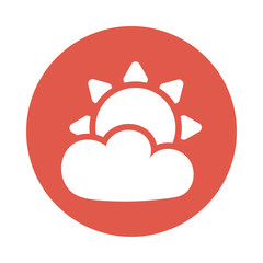 Sticker - sun with cloud , block and flat style icon