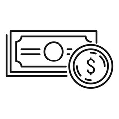 Sticker - Money cash icon. Outline money cash vector icon for web design isolated on white background