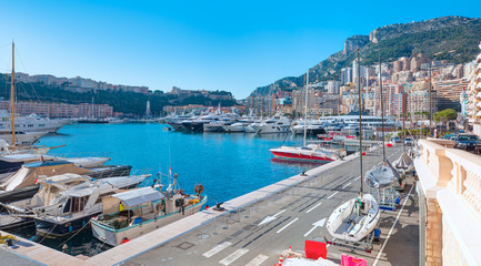 Wall Mural - Panoramic view of Monte Carlo marina and harbor - Monaco