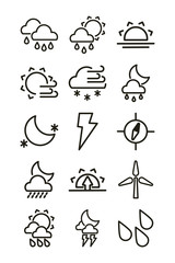 Wall Mural - set of icons weather, line style icon