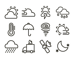 Poster - set of icons weather, line style icon