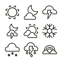 Canvas Print - set of icons weather, line style icon