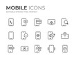 Mobile Phone Line Icons Set