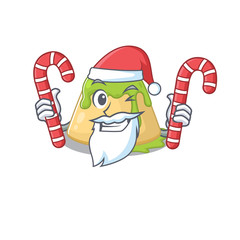 Sticker - Friendly pudding green tea in Santa Cartoon character having candies