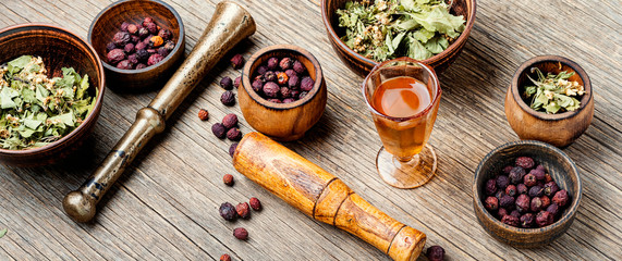 Wall Mural - Dried hawthorn in herbal medicine.