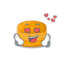 Sticker - cute orange macaron cartoon character showing a falling in love face