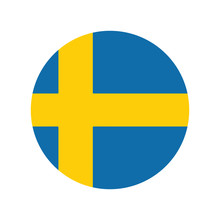 Sweden Flag Icon, Round Sweden Flag Icon, Round Sweden Flag Vector Icon Isolated, Sweden Flag Button.