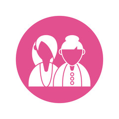 Poster - grandmother and daughter woman, silhouette style icon