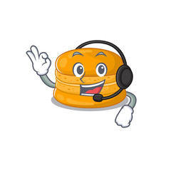 Poster - Charming orange macaron cartoon character design wearing headphone