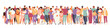 Multinational and multicultural crowd of people . People of different ages and appearance large set on a white background