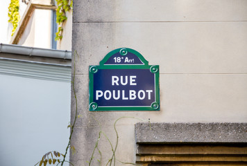 Wall Mural - Rue Poulbot street sign, Paris, France