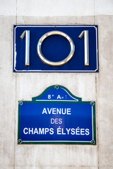 Wall Mural - Avenue des Champs Elysees street sign, Paris, France