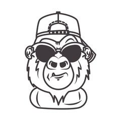 Sticker - funny gorilla with sunglasses cool style