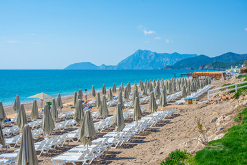 Poster - Beach sea and mountains in Kemer