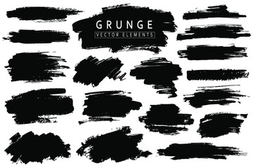 Grunge collection. Vector black brush strokes. Place for text