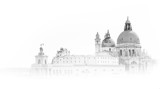 Fototapeta Na drzwi - Canal Grande with Basilica di Santa Maria della Salute in fog, Venice, Italy