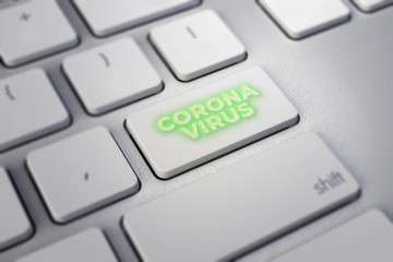 coronavirus button on the white computer keyboard.