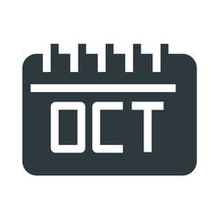 Sticker - Calendar october black icon on white background