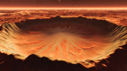 Wall Mural - mars planet surface with dust blowing. 3d illustration
