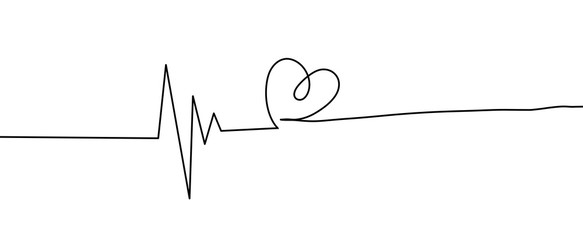 Naklejka na meble Heart. Abstract love symbol. Continuous line art drawing illustration. Valentines day background banner.	