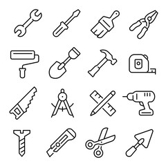 Wall Mural - Work tool line art icon, industrial instrument