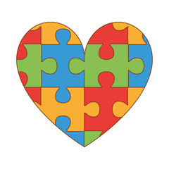 Wall Mural - heart with puzzle game pieces