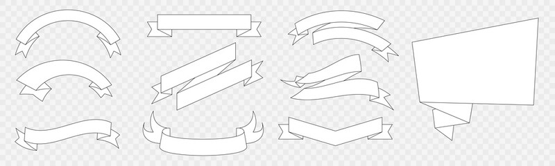 Wall Mural - set of white flat style flags and ribbons design elements