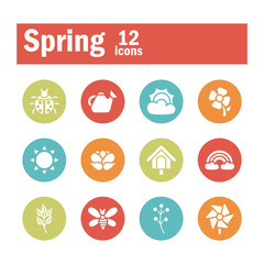 Wall Mural - set of spring icons , block and flat style icon