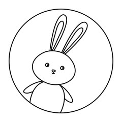 Wall Mural - cute rabbit animal in frame circular vector illustration design