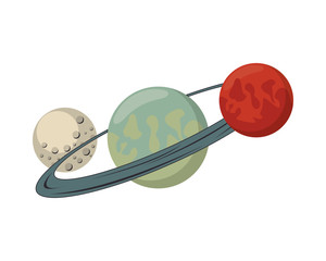 Sticker - space mars and saturn planets with moon