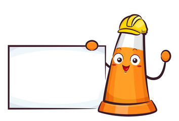 Wall Mural - Mascot Traffic Cone Board Illustration