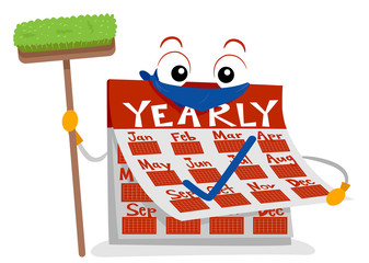 Poster - Mascot Calendar Yearly Chores Illustration