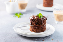 Chocolate Mini Cake With Chocolate Ganash And Mint
