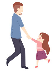 Poster - Kid Girl Man Father Daughter Dance Illustration