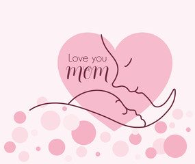 Wall Mural - silhouette of mother with baby, happy mother day