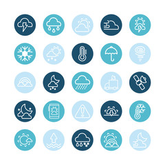 Poster - set of icons weather, block and flat style icon